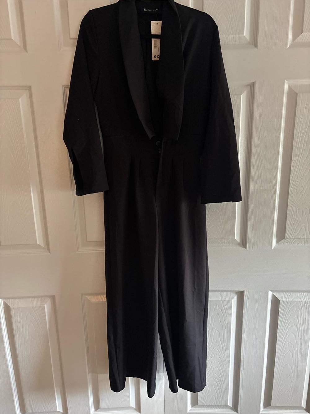 Boohoo Black Satin-Trim Jumpsuit